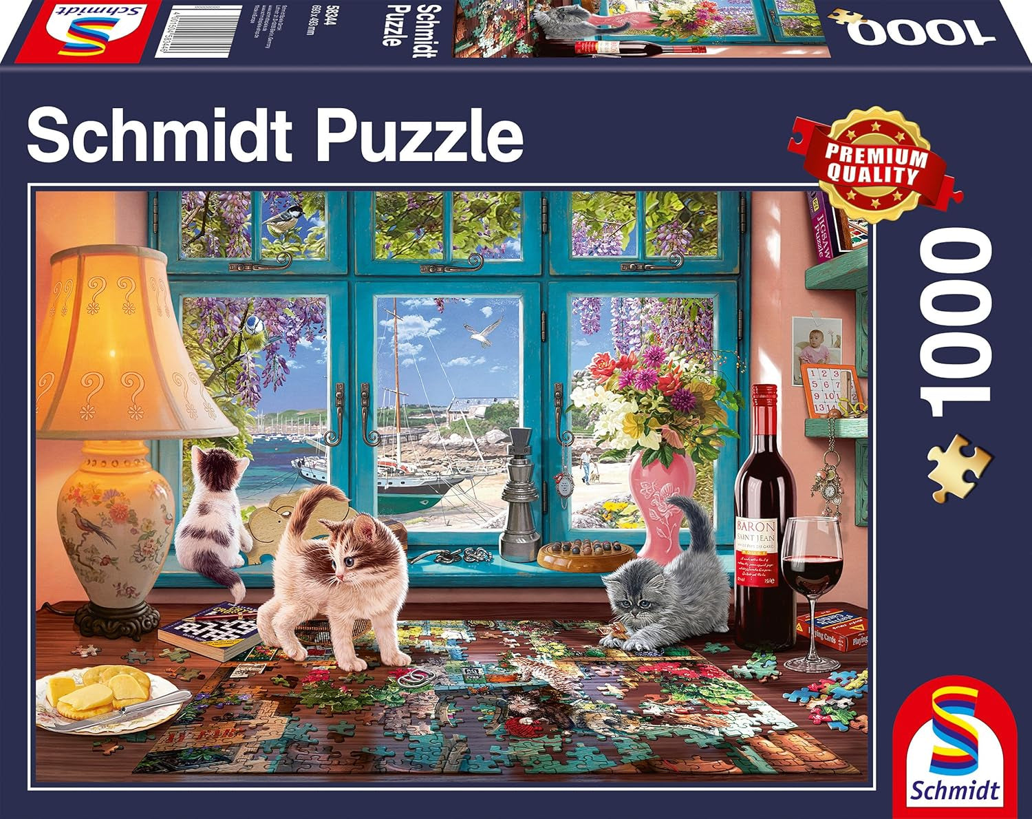 Schmidt Spiele 58344 Aan de puzzeltafel, puzzel van 1000 stukjes Puzzel Naty Shop Standaardtitel