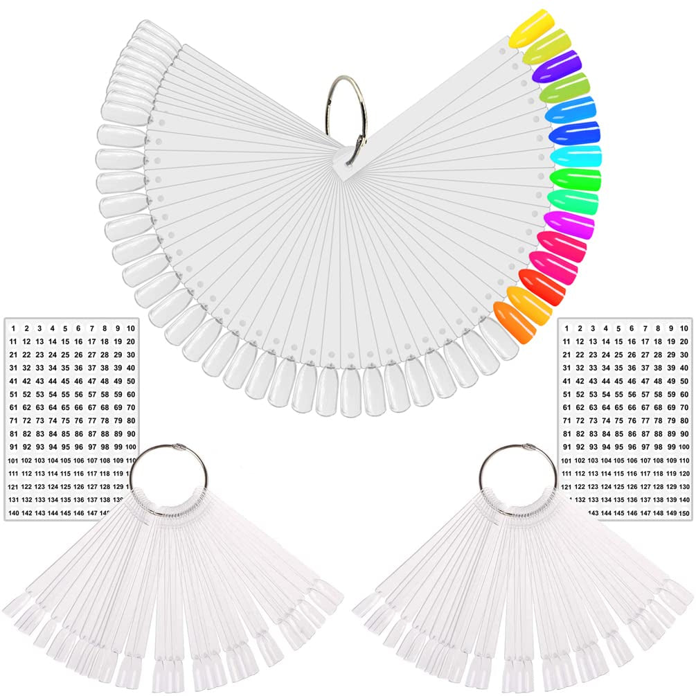 150 Stück Nail Art Tips Ring Stick, transparant Farbe Karte Platten Nagelleck Display Ring Sticks, Nagel Salon Übungen Display Nail Tips
