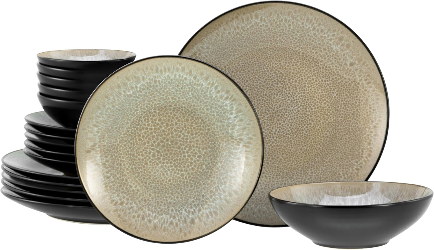 CreaTable, 24464, Malmö Beige-serie, 18-delige serviesset voor 6 personen, aardewerken bordenset, vaatwasmachine- en magnetronbestendig, kwaliteitsproductie