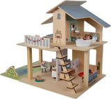 Eichhorn - Poppenhuis met accessoires - incl. meubilair en 3 figuren, ongemonteerd, houten, 25 stuks, 53x36x44 cm, vanaf drie jaar