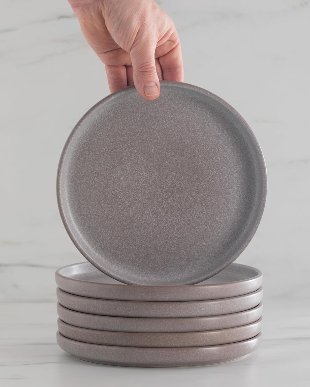 Serviesset van steengoed voor 12 personen, 36-delig, stedelijke stijl, hoge kwaliteit, ZEER GOEDE TEST, Serviesset van steengoed - kom en bordenset - servies voor 12 personen, Pure Living serviessets in mat grijsbruin