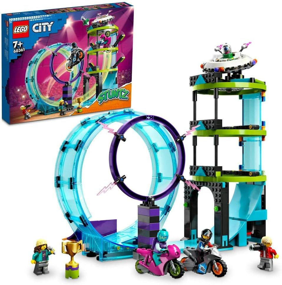 LEGO 60361 City Stuntz Ultieme Stunt Rider Challenge 3In1 Stunts voor 1 of 2 spelers met speelgoedmotorfietsen op 2 wielen voor kinderen Set 2023 Bouwsets Besuche in LEGO-Store Single
