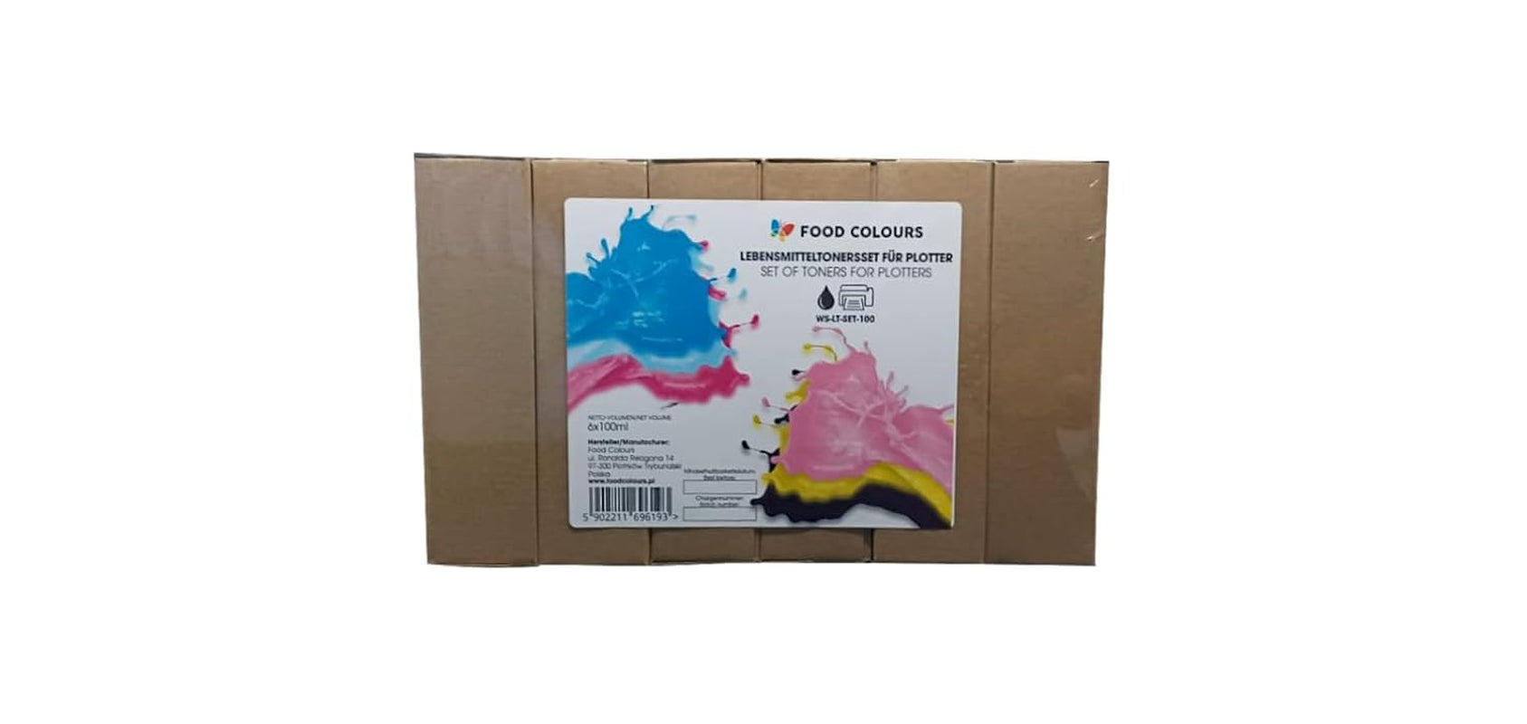 Kleurstofset met eetbare inkten voor plotters 6 x 100 ml | Lichtcyaan | Cyaan | Lichtmagenta | | Magenta | Geel | Zwart | Eetbare bedrukking, Waferpapierbedrukking, decoratieve taarttopping