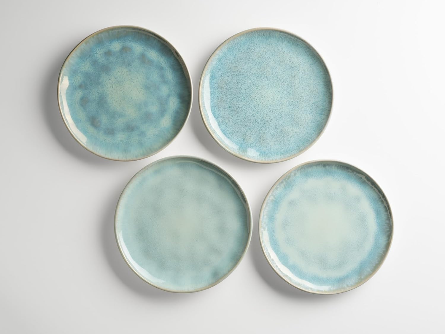 MÄSER Frozen-serie, keramische serviesset voor 4 personen, 16-delig combinatieservies met organische vormen, kleurrijk servies, steengoed, turkooisgroen