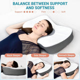 Elviros Memory Foam Orthopedisch kussen Nekpijnkussen Slaapkussen Ergonomisch nekkussen Neksteunkussen Anti-snurkkussen voor zijslapers Buikslapers Witte cervicale orthopedische kussens Naty Shop