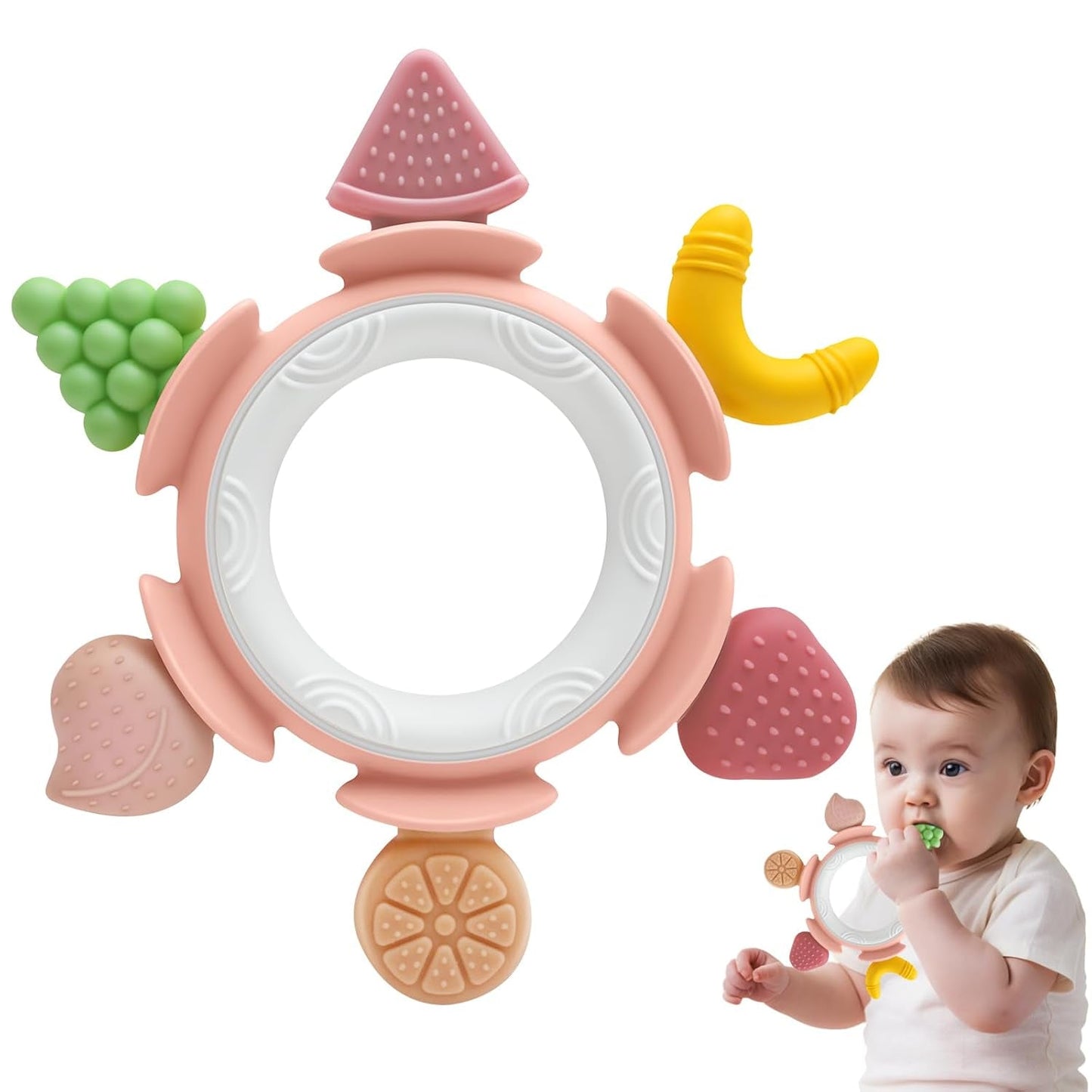 Baby Bijtring Zintuiglijk Speelgoed voor 0 3 6 7 8 9 10 12 Maanden Baby Tandjeshulpmiddel voor pasgeborenen 3 6 12 18 Maanden Jongens Meisjes Paascadeaus voor Babyshower Feest Bruin