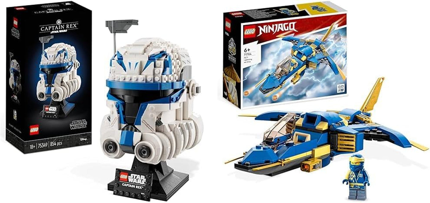 LEGO 75349 Star Wars Captain Rex Helmset Clone Wars Collectible Model Series 2023 Souvenirstuk en cadeau-idee Bouwsets Bekijk de LEGO-Store bundel met Jay's Thunder Jet Evo,