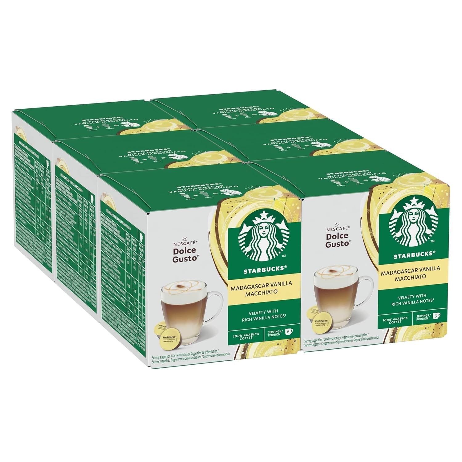 STARBUCKS Vanille Macchiato van Nescafé Dolce Gusto Kaffeekapseln 6 x 12 (72 Kapseln)