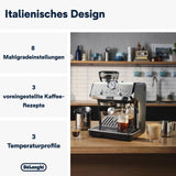 De'Longhi La Specialista Arte EC9155.MB portafilter espressomachine met molen, 8 maalstanden, 15 bar druk, 3 temperatuurstanden, melkopschuimer, 1550W, 1,7L tank, RVS/zwart, inclusief barista kit