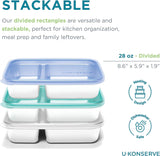 U Konserve - Verdeelde rechthoekige roestvrijstalen voedselcontainer met siliconen deksel - Island Teal - 28oz / 825ml Voedselbewaardozen Naty Shop