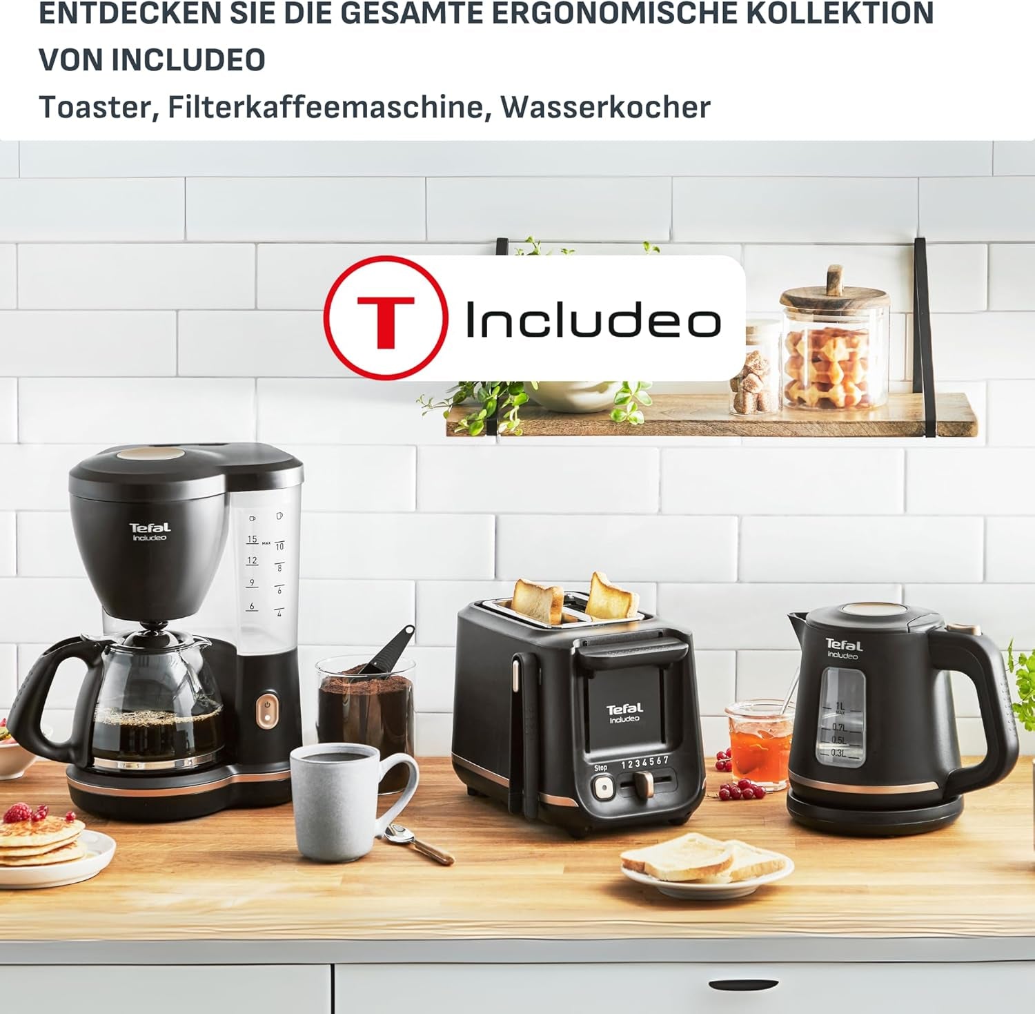 Tefal Incluo Filter-espressomachine, espressomachine Extreem eenvoudig in gebruik, geschikt voor rechts- en linkshandigen, automatische dekselopening, 1,25 l, 10 tot 15 kopjes, CM533811