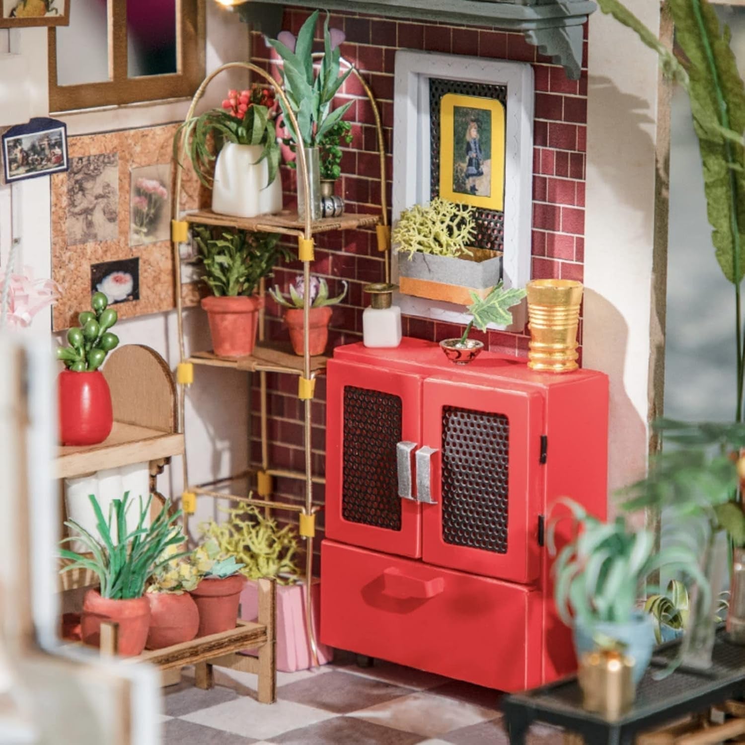 Robotime DG145 Rolife Emily's Flower Shop miniatuur poppenhuis Gemaakt van hout, metaal, stof en karton, afmetingen: 22 x 15 x 17 cm, Naty Shop poppenhuizen