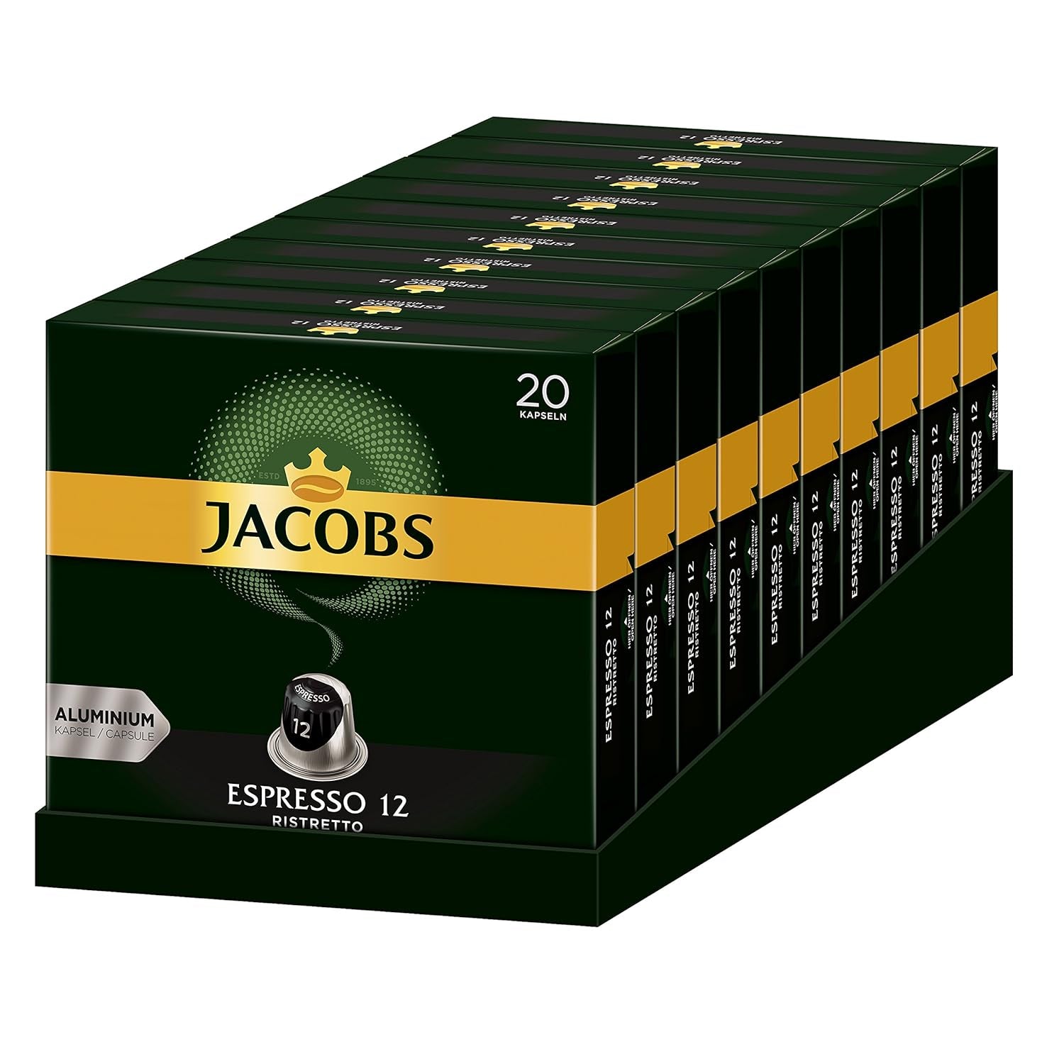 Kaffeekapseln Espresso Ristretto, Intensität 12 van 12, 10 x 20 Getränke & Kaffeekapseln Lungo Decaffeinato- Intensität 6- 200 Nespresso compatibel Kapseln, 10er Pack, 10 x 20 Getränke