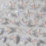 Glanzende Aurora Shell Schmetterling Nagelsticker Selbstklebend,Erleichterung Schmetterlinge Nail Sticker Rosa Laser Schmetterling Nagelaufkleber Für Frauen Nageldesign Zubehör Nagel Zubehör Nail Art