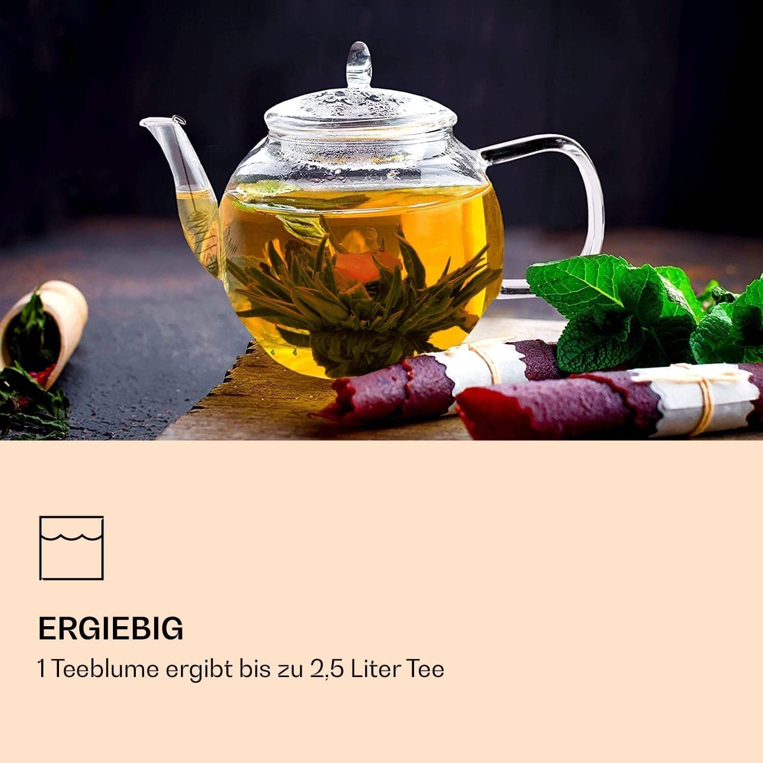Feelino Elegant 6-delige mixdoos - Feelino witte theebloemen in een prachtige proef- en geschenkdoos met 6 verschillende witte theeroosjes, individueel vacuüm verpakt, 1 stuksverpakking