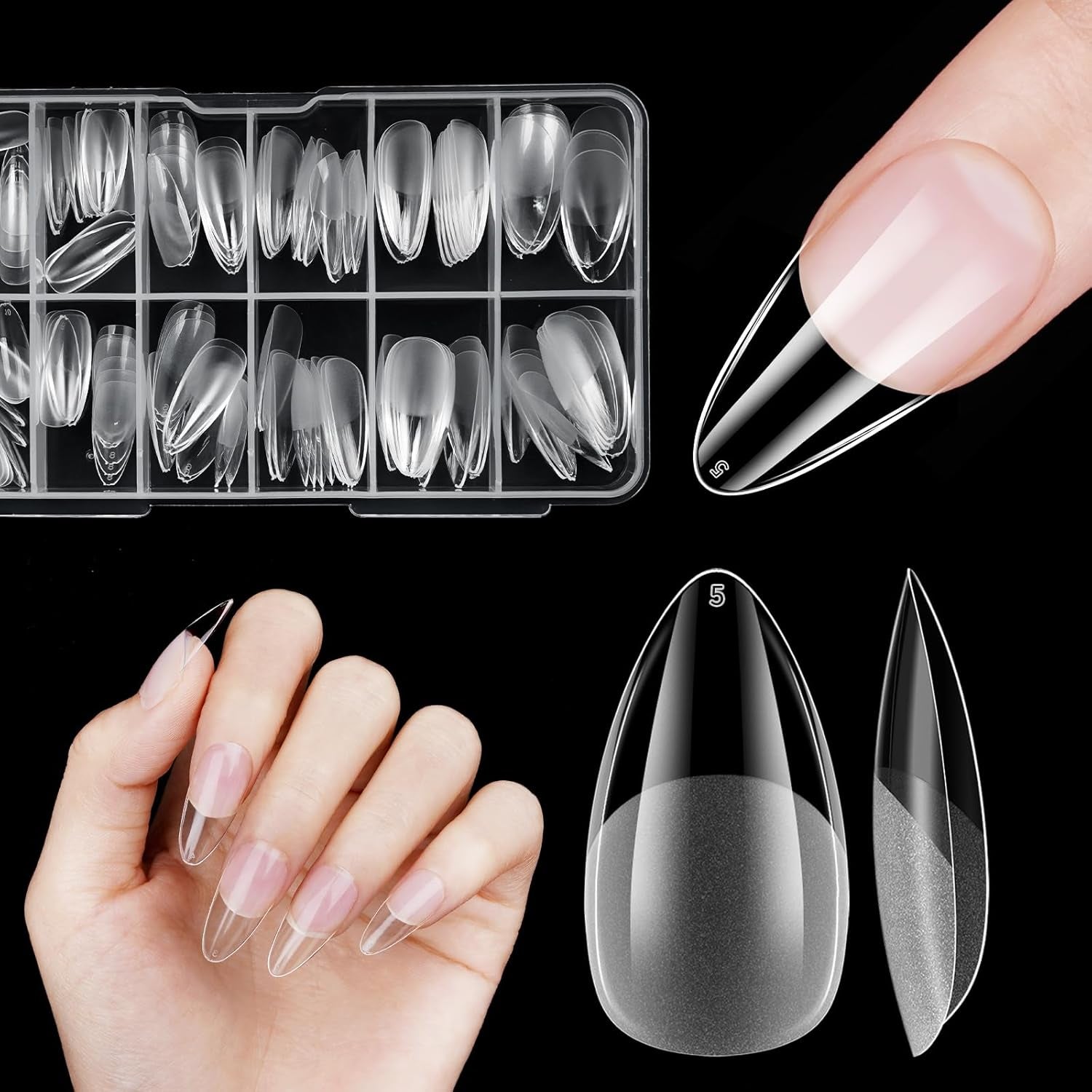 Korte kunstnagels Ballerina 120 stuks lijm op 12 maten Korte kunstnagels Zachte gel Volledige dekking nageltips voor korte gelnagels S