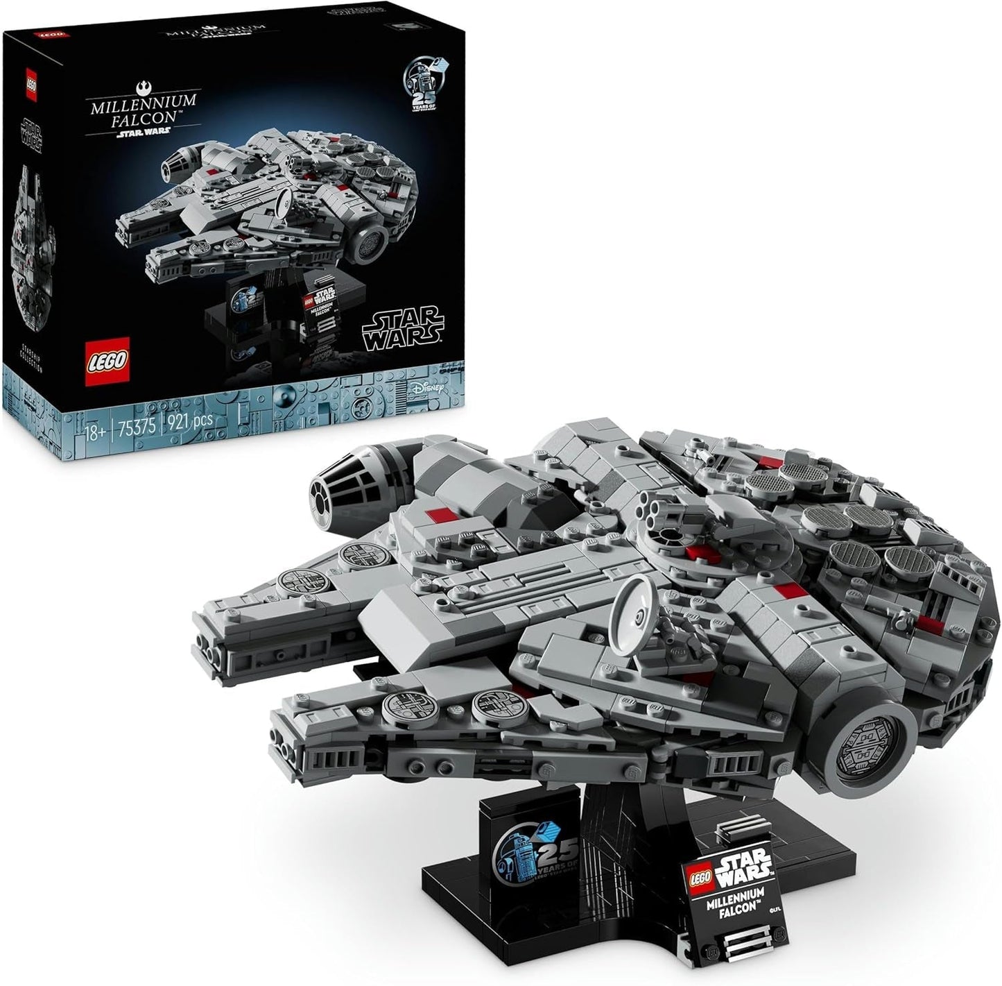 LEGO Star Wars Millennium Falcon 25-jarig jubileumset voor volwassenen Bouwbaar schip A New Hope Verzamelbaar ruimteschip Modelset Cadeaus voor mannen Vrouwen 75375 Bouwsets