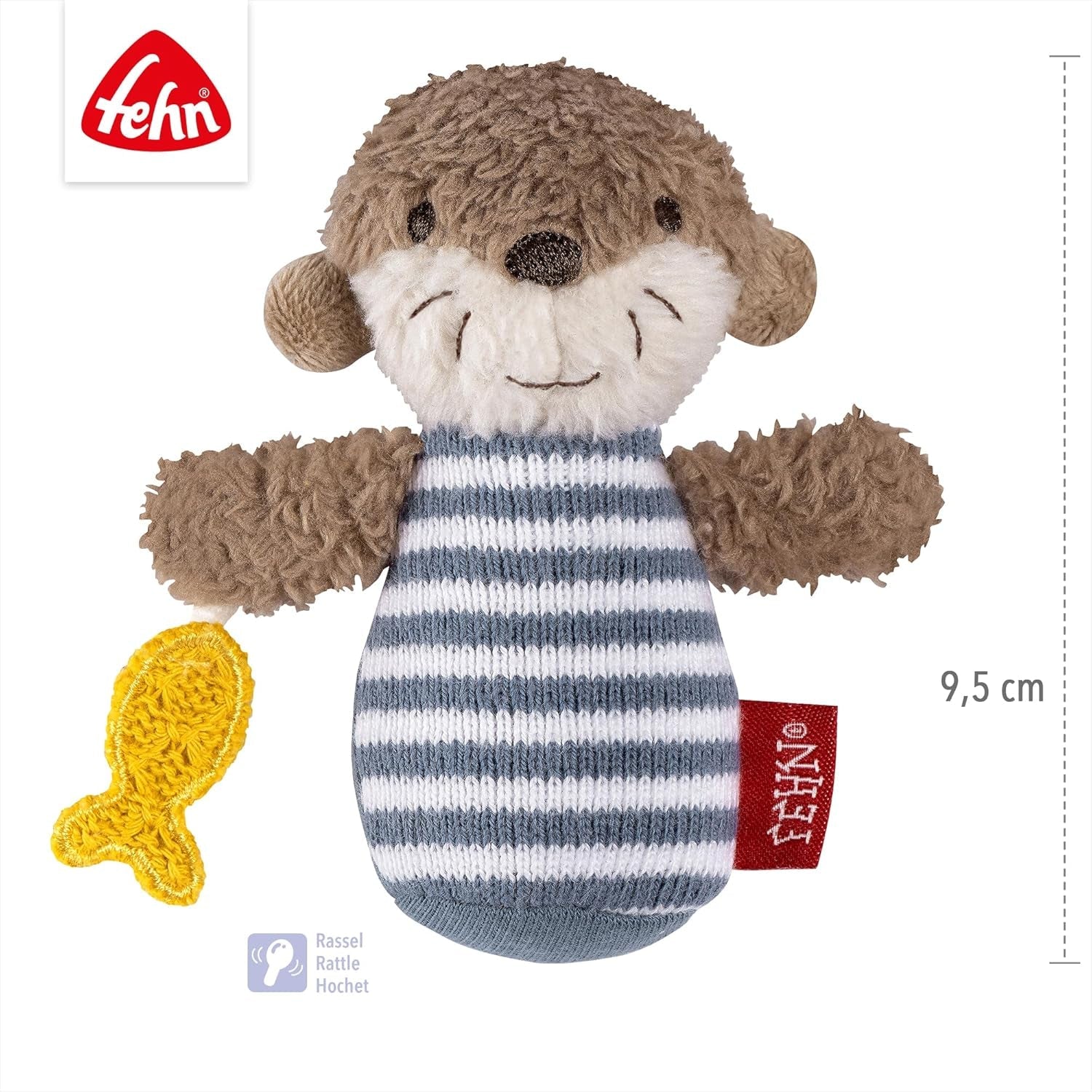 Fehn minirammelaar otter - mini-grijpspeeltje voor het rammelen, betasten en spelen met een zacht en knuffelig stoffen dier - een trouwe metgezel voor baby's en peuters vanaf 0+ maanden Babyspeelgoed Naty Shop