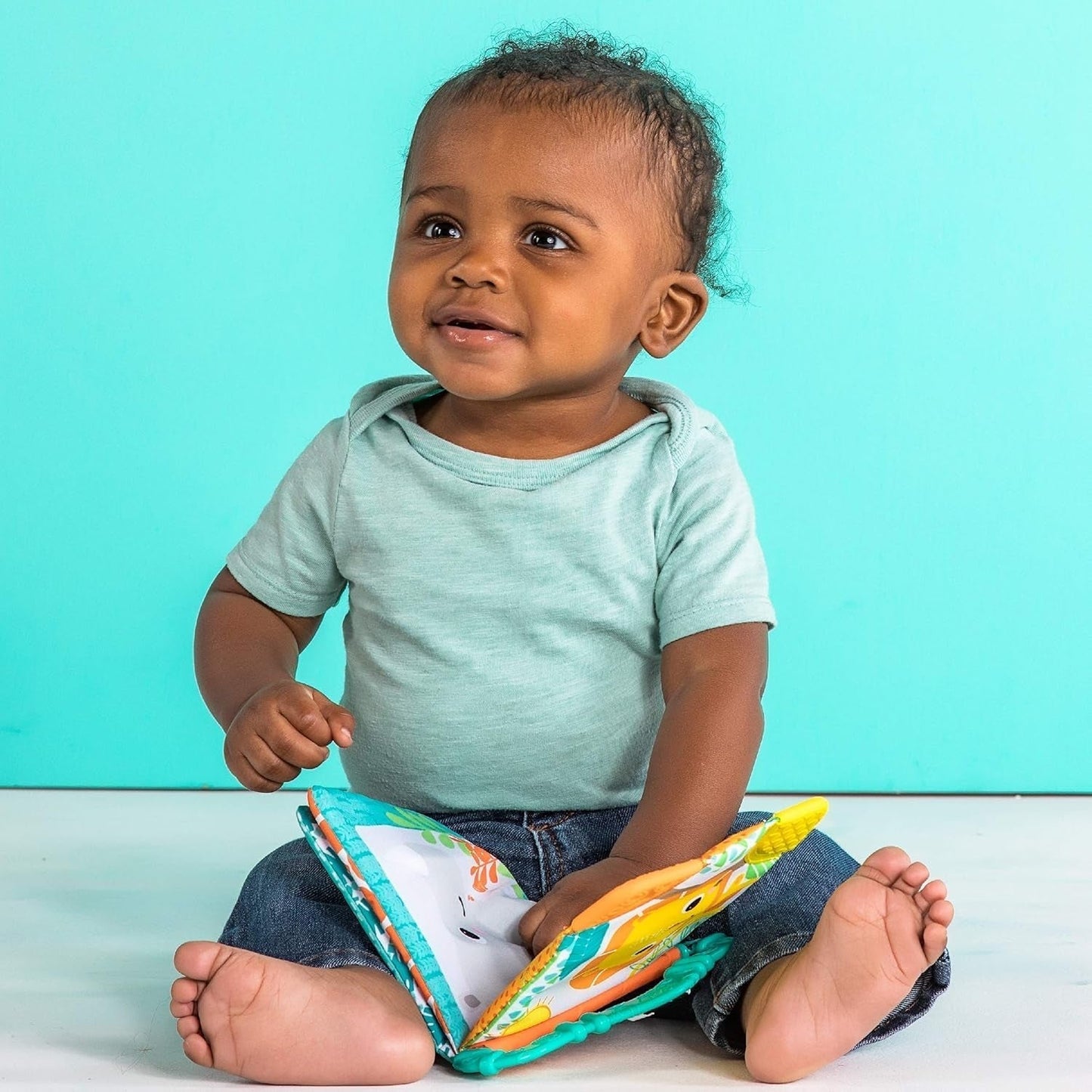 Heldere Starts, Bijten & Lezen, Rammelaar Doek Boek Grijpspeeltje en Stof Dierenprentenboek, Rammelaarboek, Bijtring, Kalmerend Tandvlees, Speelgoed voor baby's en peuters Babyspeelgoed van 3 maanden Naty Shop