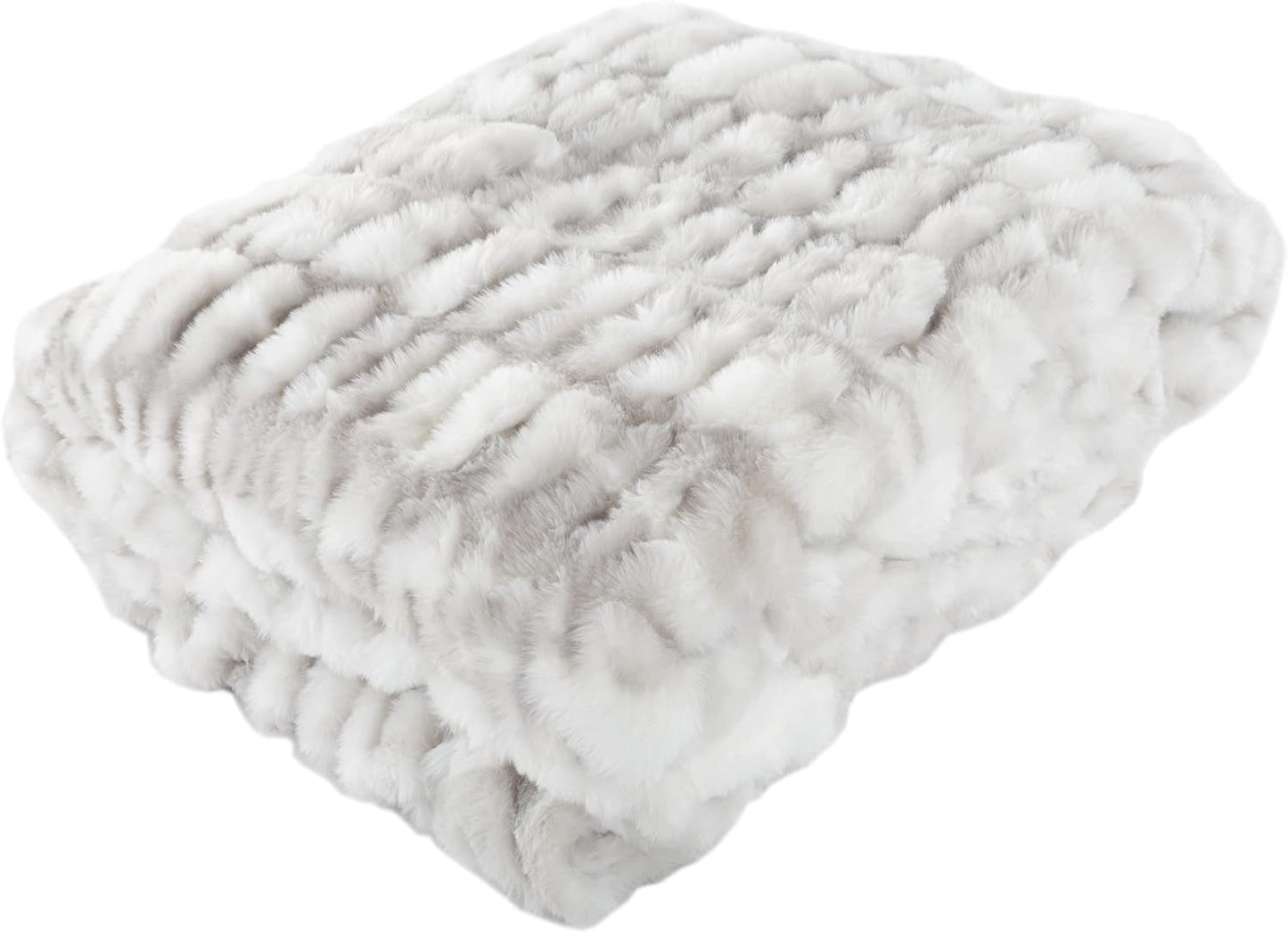 Lavish Home Oversized Gerüschte nepbontdeken, 152,4 x 203,2 cm, jacquard nepbont, queensize plaid voor bedden en banken, grijs Lavish Home bedden en dekens grijs