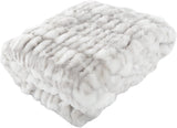 Lavish Home Oversized Gerüschte nepbontdeken, 152,4 x 203,2 cm, jacquard nepbont, queensize plaid voor bedden en banken, grijs Lavish Home bedden en dekens grijs