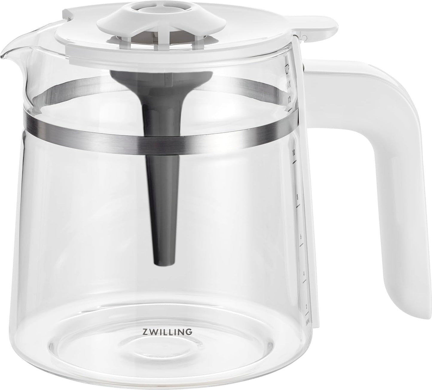 ZWILLING ENFINIGY Filter-espressomachine met glazen karaf van 1,5 liter, espressomachine met roestvrijstalen boiler, bloeifunctie en slimme ontkalking, kunststof, zilver