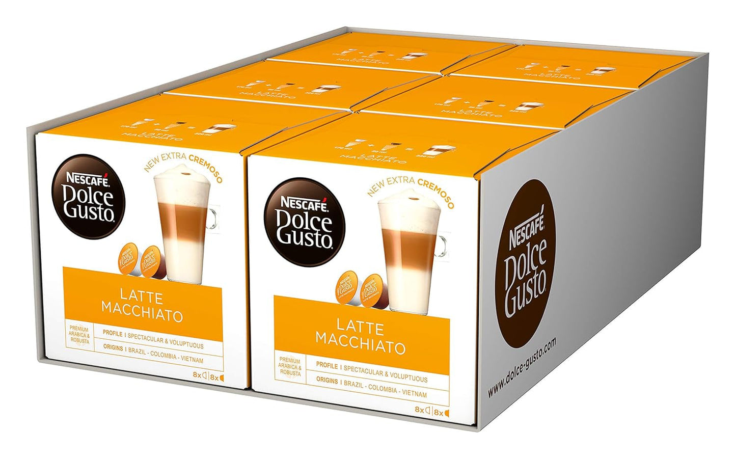 Latte Macchiato | 96 Kaffeekapsel & Latte Macchiato Karamel | 48 Kaffeekapsels | Arabica Robusta Mengsel | Feines Caramell Aroma en heerlijk zacht schuim