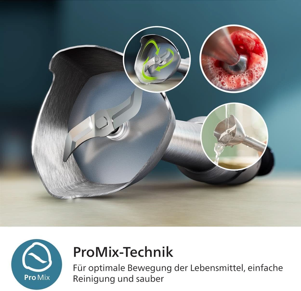 Philips 5000-Serie Stabmixer - 1200W Leistung. Promix-technologie. Led Geschwindigkeitsanzeiger. Stufenlose Geschwindigkeitseinstellung. Compact ontwerp. Leicht Zu Reinigen. Schwarz (HR2681/00) Keuken Naty Shop