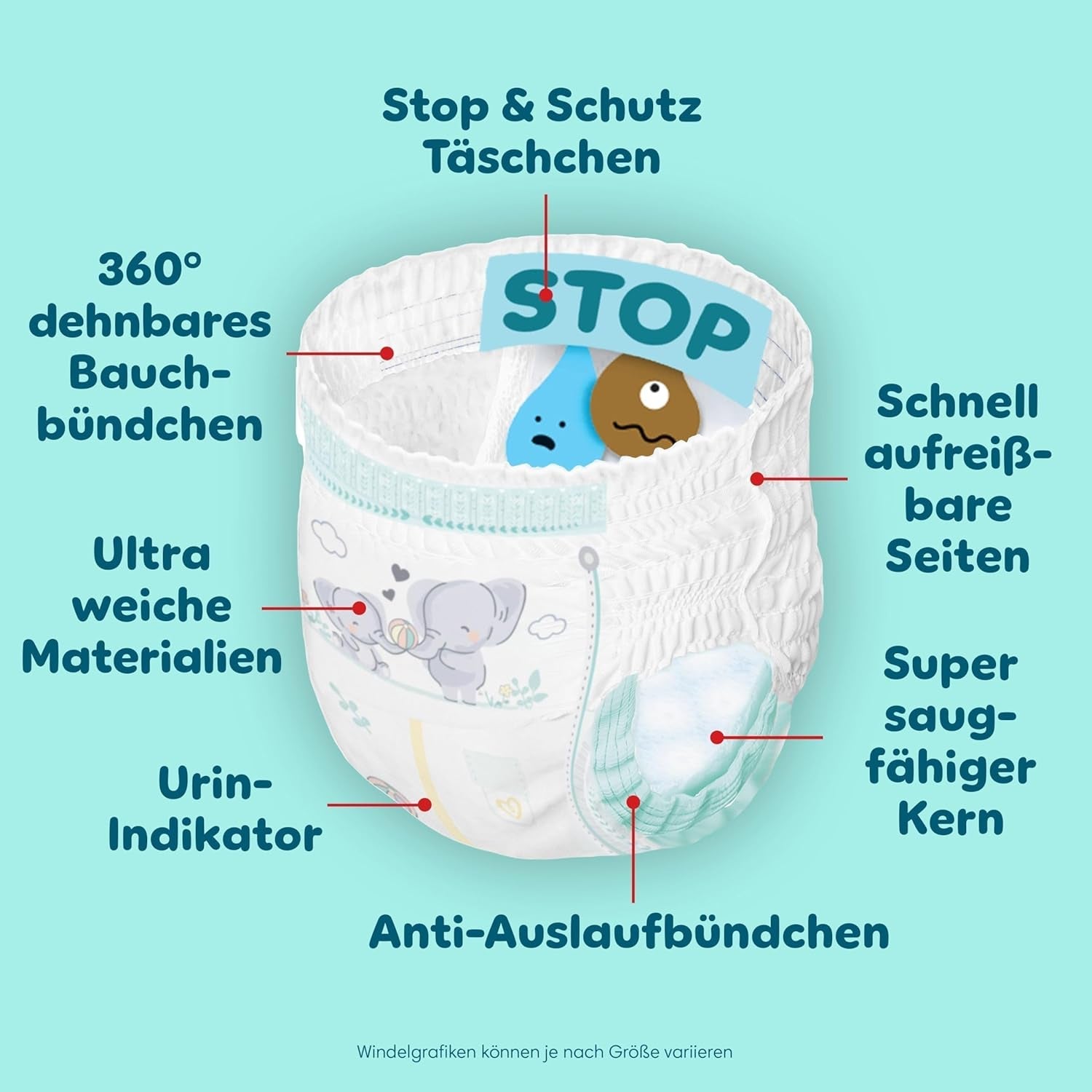 Pampers Premium Protection Broekje Maat 7, 123 Luiers, 15kg+, met 360° aanpassing en zachte anti-lek manchetten voor optimaal comfort en bescherming