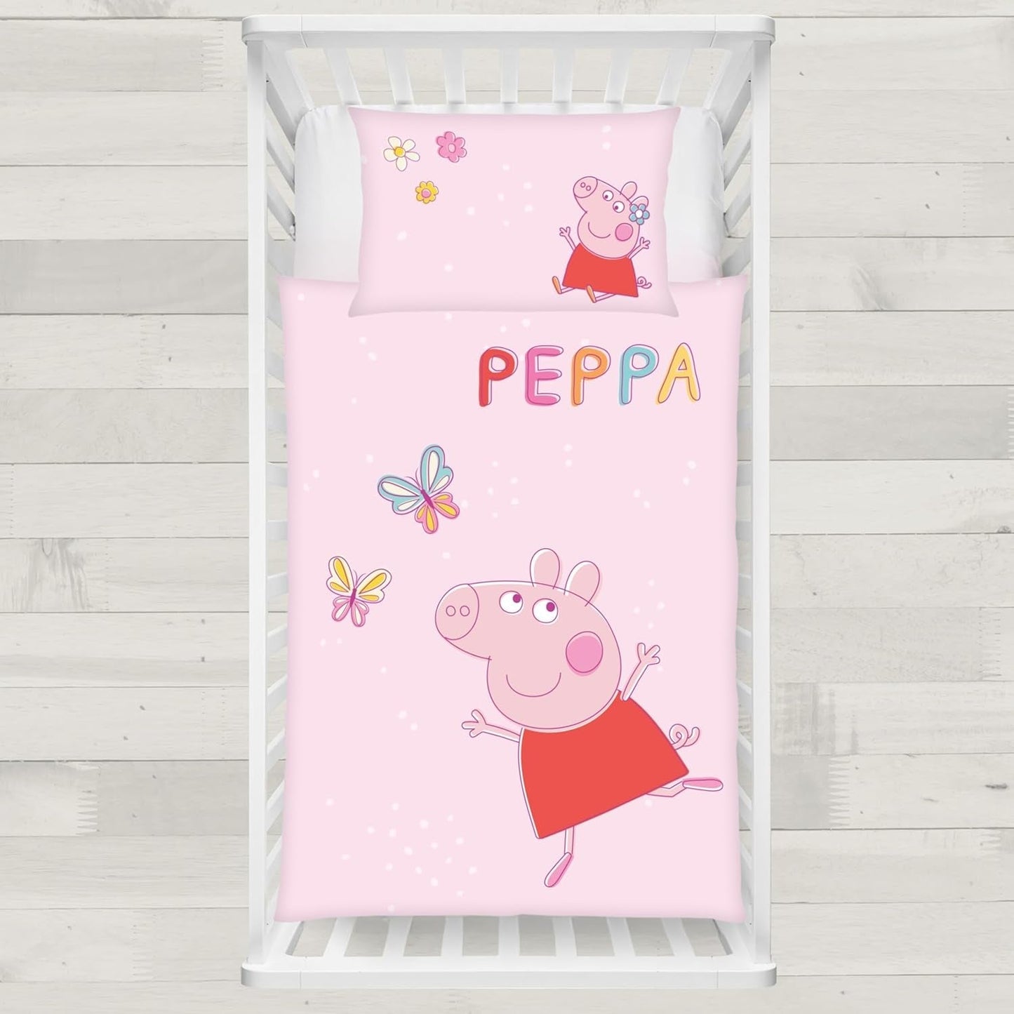 Peppa Pig kinderbeddengoedset, 100 x 135 cm en 40 x 60 cm, katoenen beddengoed - kinderen Naty Shop