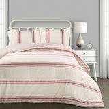 Weelderig decor gestreept boerderijdekbed, Full/Queen, grijze dekbedden en quilts Naty Shop Red King