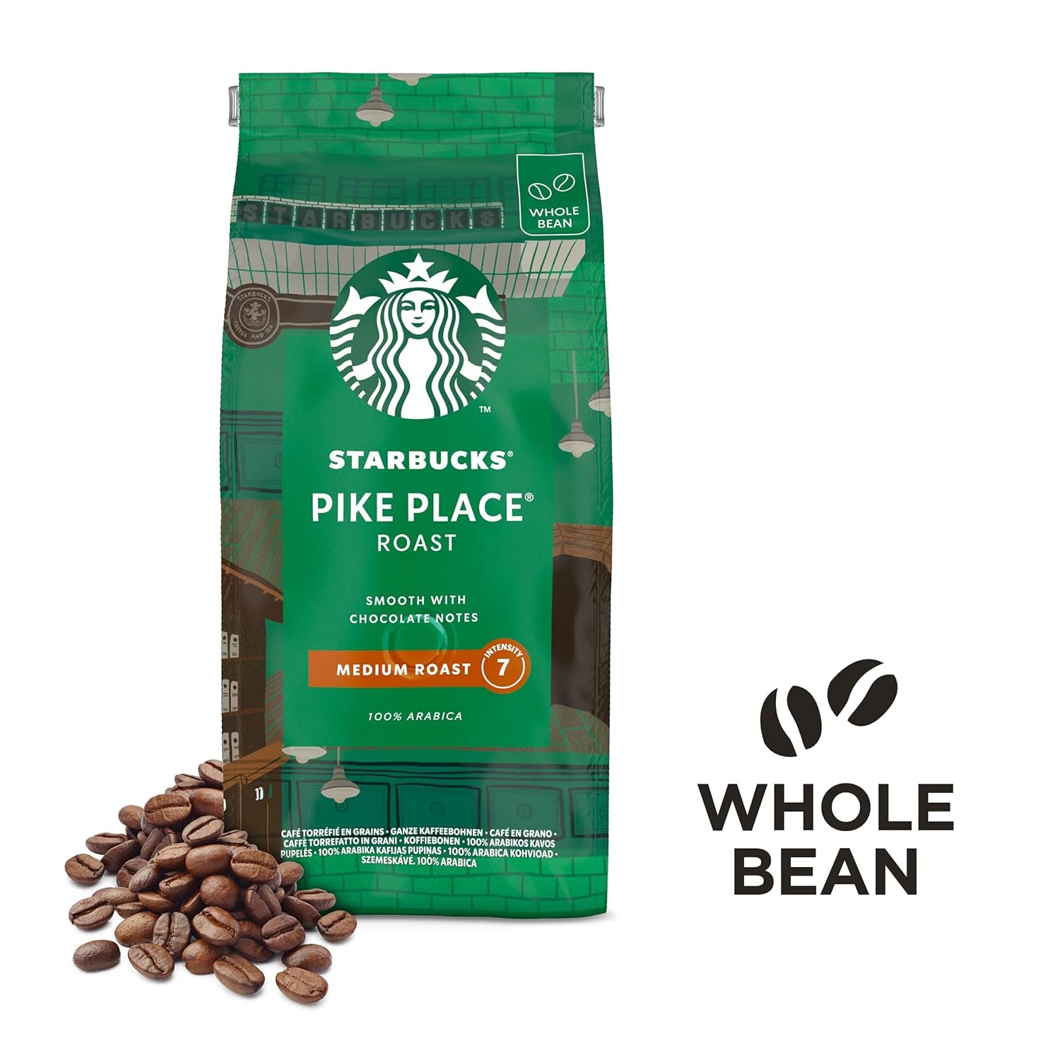 STARBUCKS Pike Place Roast, Mittlere Röstung, Ganze Kaffeebohnen 450g (4er-pakket)
