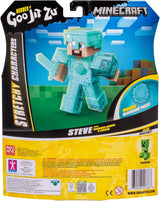 Heroes of Goo Jit Zu - Uitbreidbaar Minecraft-figuur - Steve met diamanten pantser en zwaard, super rekbare Goo Filler met verborgen diamantelement erin, uitbreidbaar tot actiefiguren van 3x formaat Naty Shop