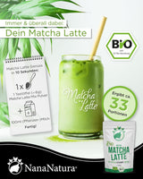Nananatura'S Bio Matcha Latte Mix met 22% groene theepoeder van ceremoniële kwaliteit uit Japan | Voor eenvoudig en lekker genieten van thee | Ook geschikt voor ijs en gebak