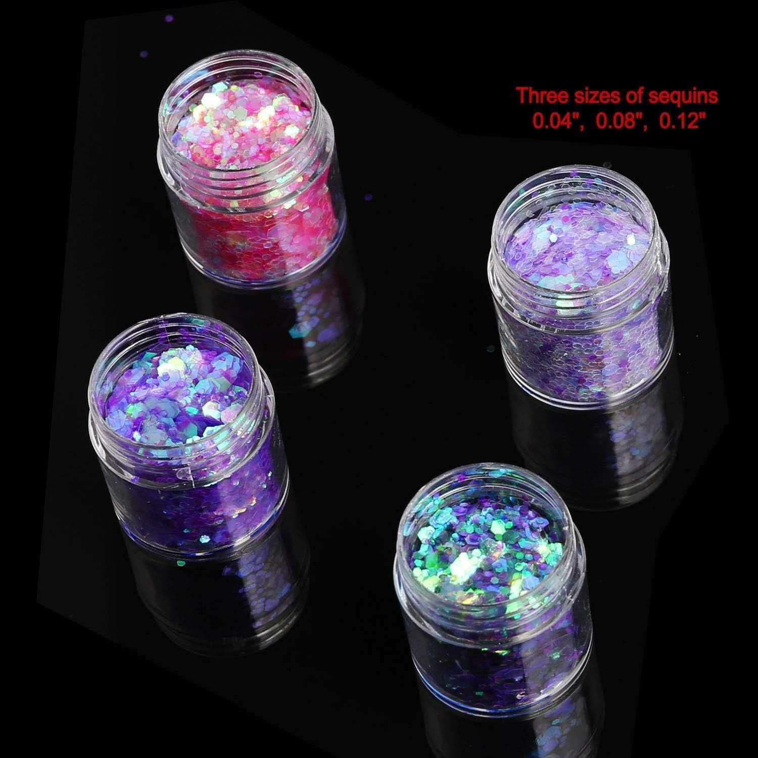 HOWAF 12 Dozen Nagelglitter Gezicht Lichaamsborstel Glittermake-up Nagelglitter Oog Lip Haar Lichaamsdecoratie Halloween Kerstfestival Maskerade Make-up Accessoires
