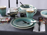 Creatable, Caldera-serie, vaatwasser- en magnetronbestendige serviesset van steengoed, kwaliteitsproductie (groene 8-delige comboset)