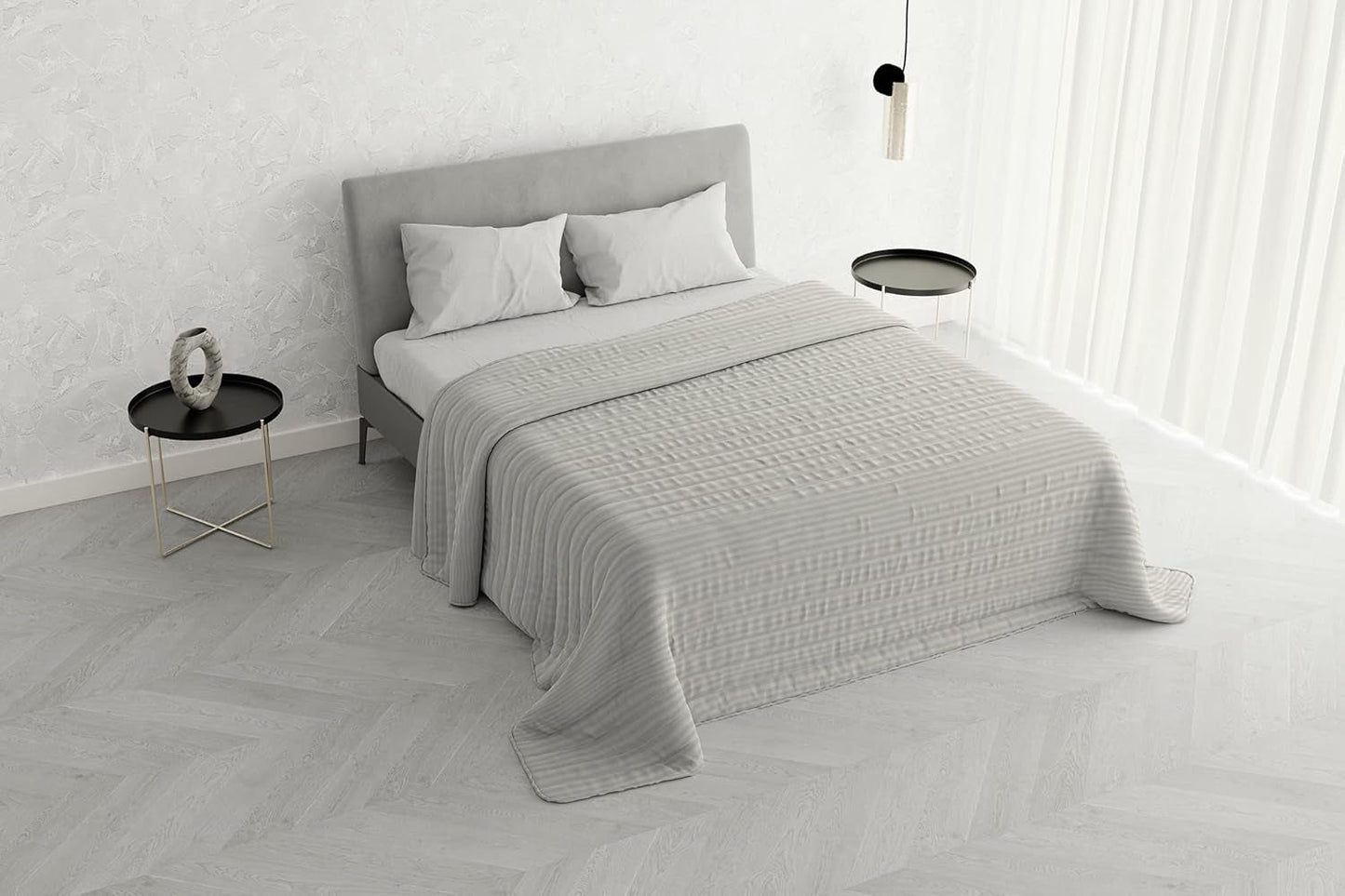 Zomerdekbed Satin Stripes, polyester, crème, 260X250 Cm Dekbedden en dekbedden Naty Shop