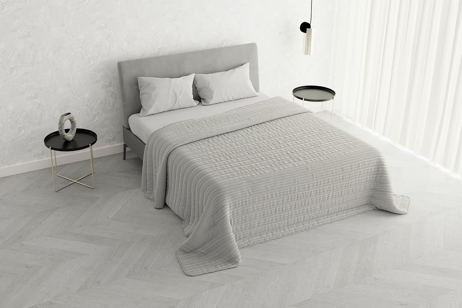 Zomerdekbed Satin Stripes, polyester, crème, 260X250 Cm Dekbedden en dekbedden Naty Shop
