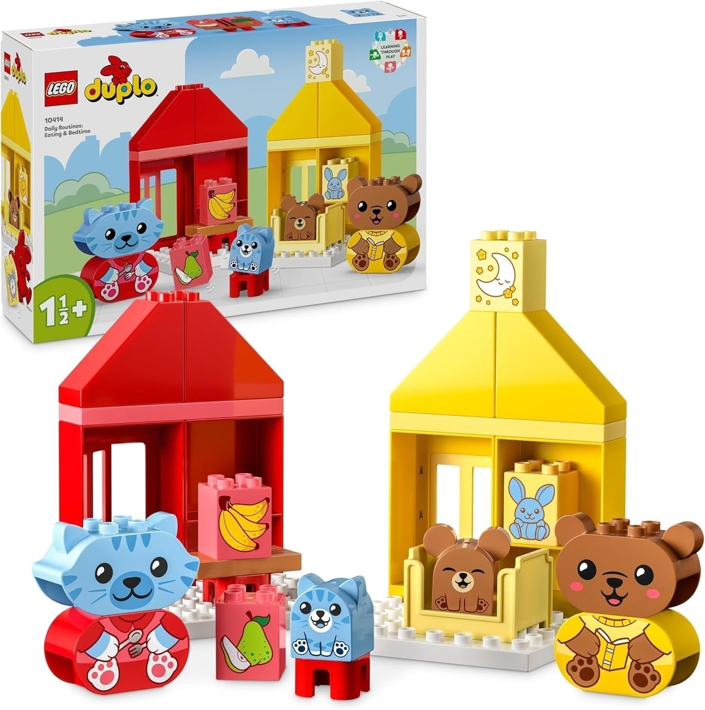 LEGO DUPLO Alledaagse Routines: Eten & Bedtijd, leerspeelgoed voor peuters om de sociale en emotionele ontwikkeling te stimuleren, met 4 dierfiguren, cadeau voor kinderen vanaf 18 maanden 10414 Bouwsets Besuche den LEGO-Store Standaard titel