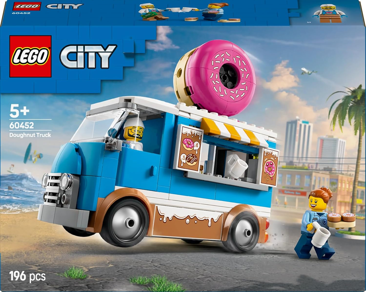 LEGO City Donut Truck - Speelgoedfoodtruck met 2 minifiguren van de politie - Constructiespeelgoed voor jongens en meisjes vanaf 5 jaar - Cadeau-idee voor verjaardagen en feestdagen 60452 Bouwsets Besuche den LEGO-Store