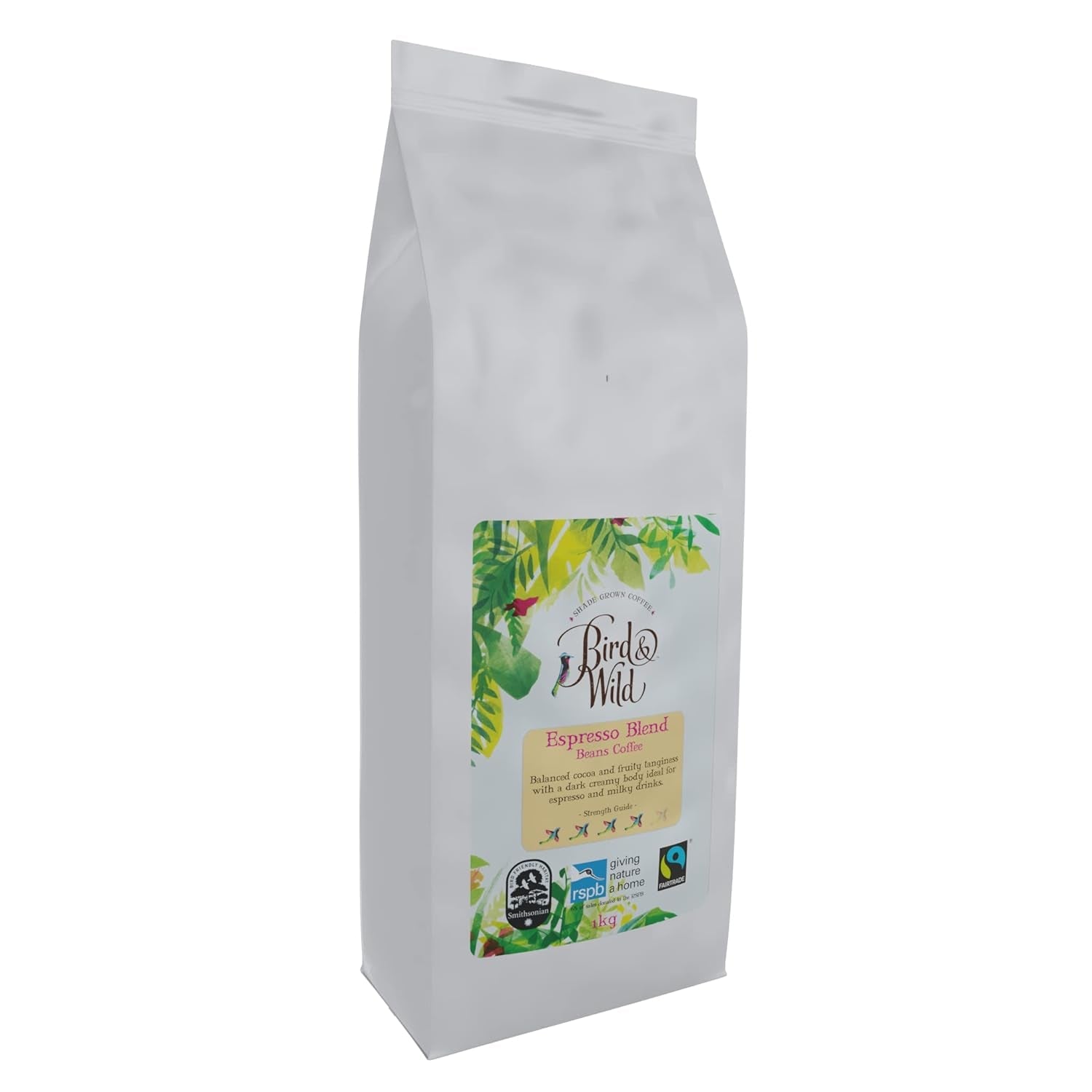 Espresso koffiebonenmengsel 1 kg medium gebrand Fairtrade biologische schaduwrijke vogelvriendelijke hele bonen 1 kg nettogewicht