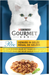 Gourmet Perle Delight in Jelly nat kattenvoer met kip en een delicate gebakken kippensmaak, verpakking van 26 (26 x 85 g)