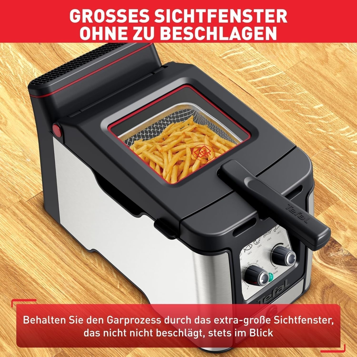 Tefal FR600D Clear Duo Frituurpan, frituren met minder rook en geurtjes, inhoud 1,2 kg, thermostaat, timer, groot kijkvenster zonder condens Huishoudelijke apparaten Naty Shop