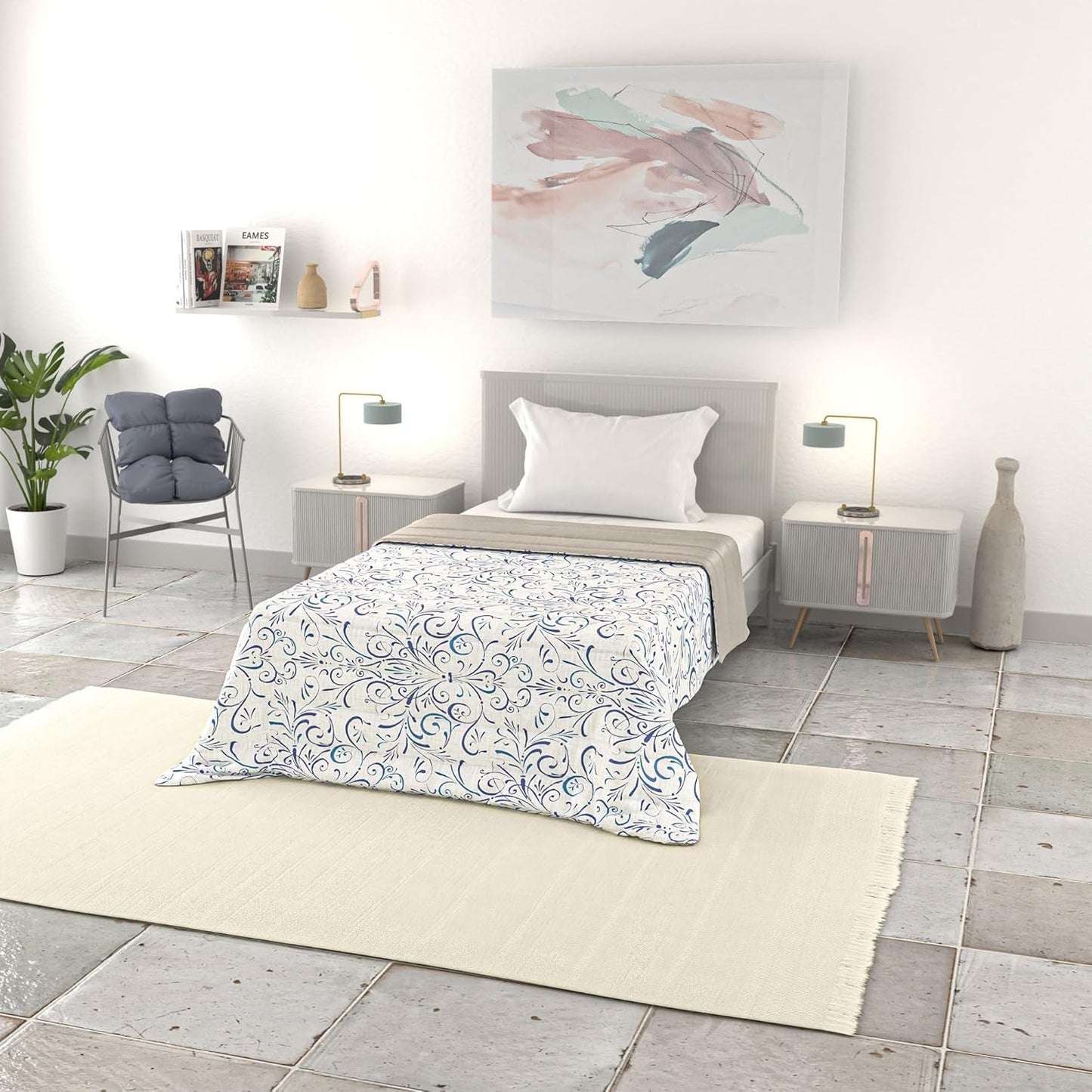 Basic zomerdeken, microvezel, jeansstrepen, 200X240Cm Quilts en quilts Naty Shop Ornatotex 200X240Cm