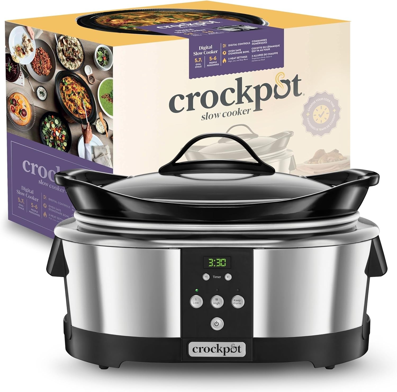 Crockpot, Slowcooker elektronisch, 5,7 L (5-6 personen) Slowcooker Naty Shop Standaardtitel