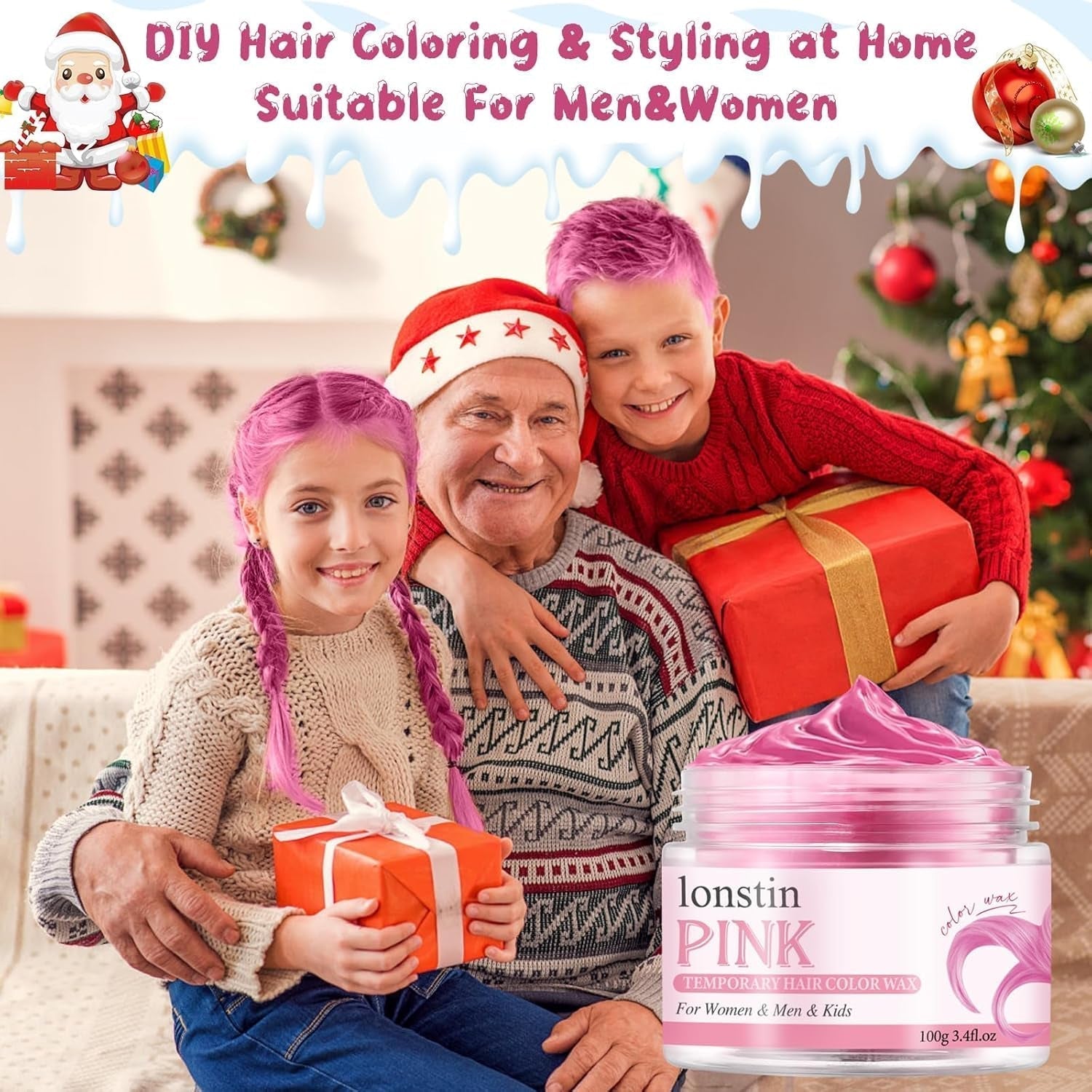 Wasbare Roze Tijdelijke Haarverf Tijdelijke Haarwas Kleur Natuurlijk Kapsel Pommade Wasbare Haarverf Voor Mannen Vrouwen Feest Cosplay Halloween Kerst Haarverf Naty Shop