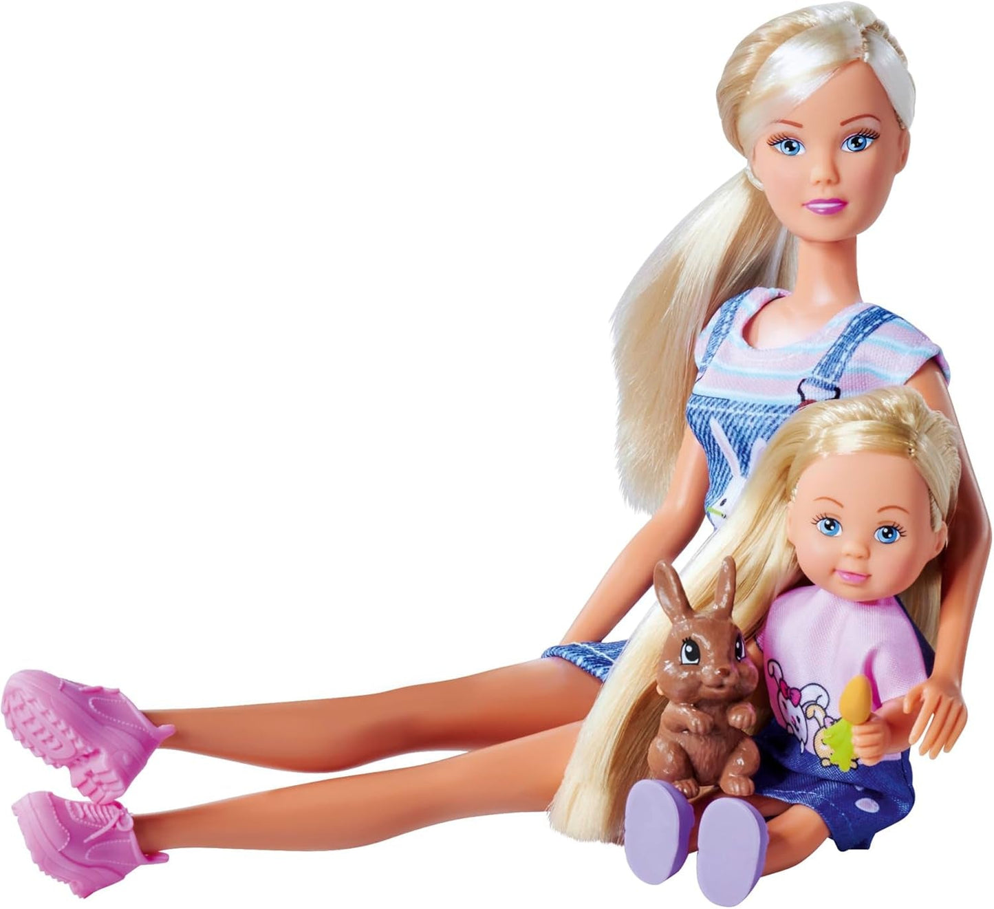 Simba Steffi Love Rabbit Family 12cm 29cm konijnenkooi speelpop en pop met twee konijnen, vanaf 3 jaar