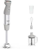 Tefal Quickchef+ 3-in-1 XL Stabmixer/Zerkleinerer/Schneebesen, 1000 W, Intuïtieve Geschwindigkeitsregelung, Turbo-Taste, Powelix-Messer-Technologie, Edelstahl, Grau, HB67MB30 Keuken Naty Shop