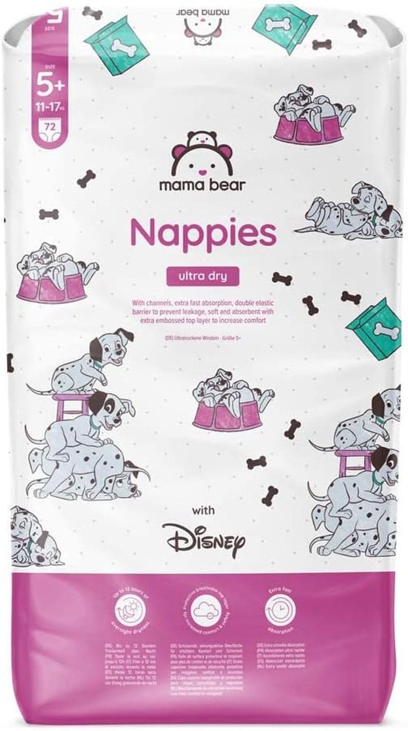 Mama Bear Disney Ultra Dry Luiers Maat 4 (8-14kg), Wit, 84 Stuks (1 Pak) Naty Shop Maat 5+ (11-17kg) Enkele Verpakking