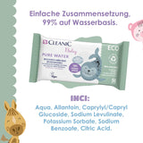 Cleanic Baby Eco Pure Water Vochtige Doekjes – (1 x 50 st.) Vochtige doekjes voor kinderen en zuigelingen – geurvrij, doorspoelbaar, gevoelige huid – 50 st.